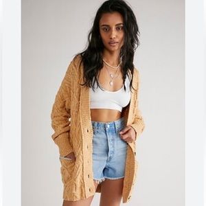 Free People Montana Cable Long Cardigan Sweater size small NWOT
